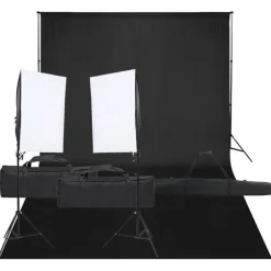 vidaXL Cámaras Y Objetivos-Kit de estudio fotográfico con set de luces y fondo