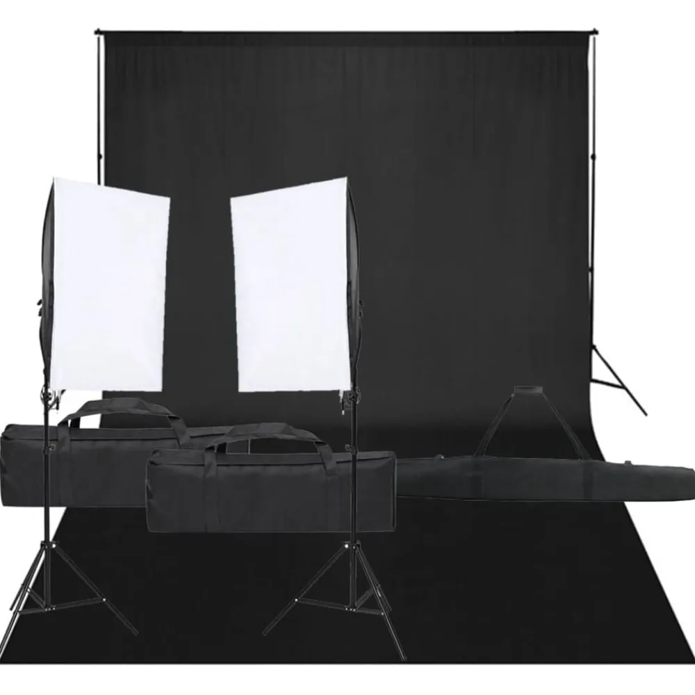 vidaXL Cámaras Y Objetivos-Kit de estudio fotográfico con set de luces y fondo