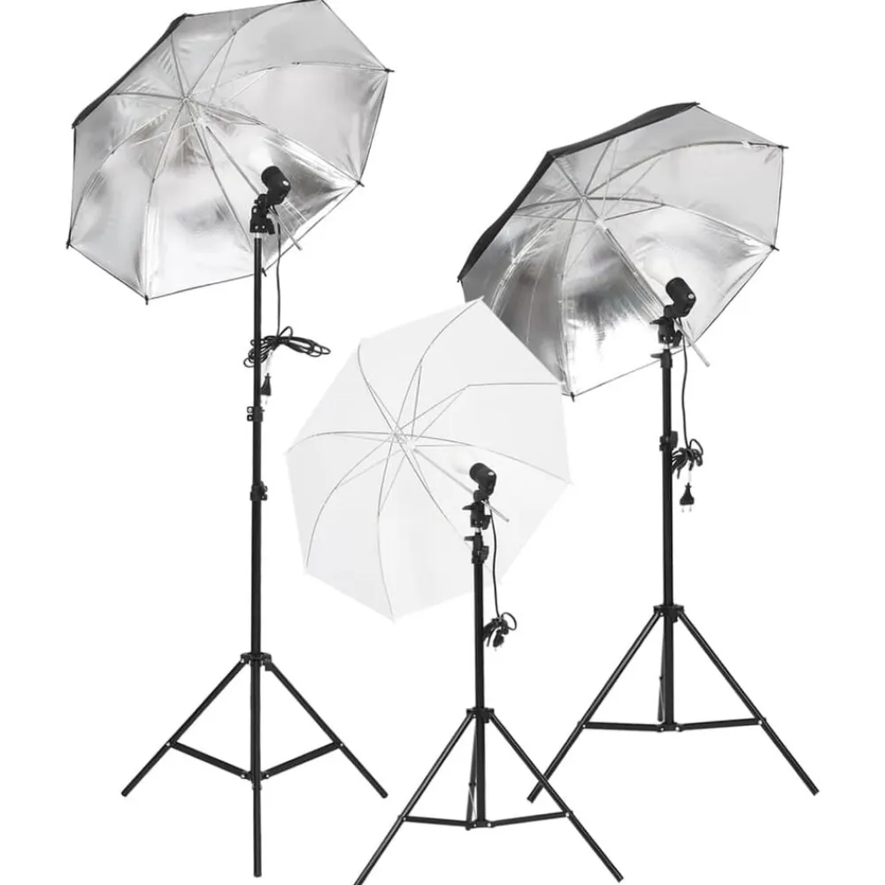 vidaXL Kit de estudio fotográfico con set de luces, fondo y reflector Best