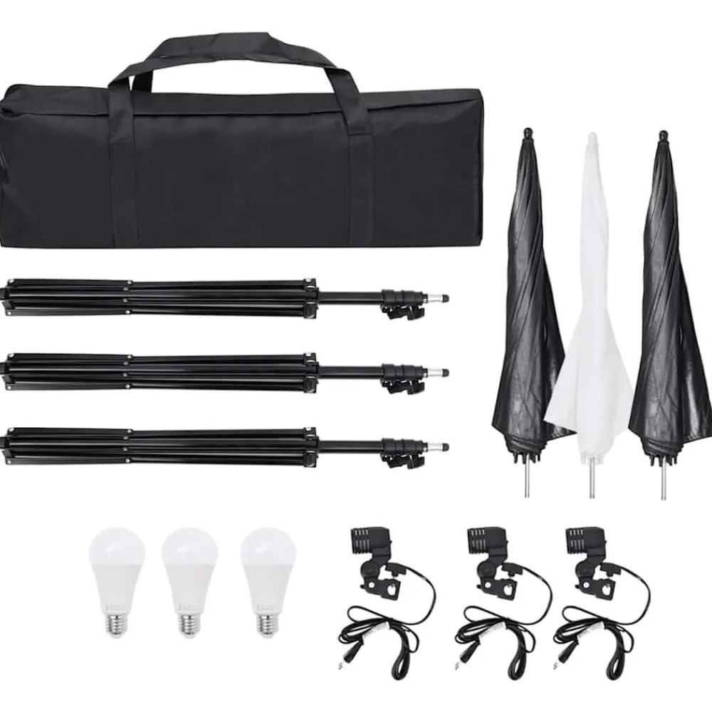 vidaXL Kit de estudio fotográfico con set de luces, fondo y reflector Best