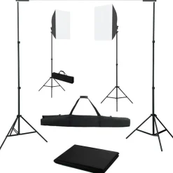 vidaXL Cámaras Y Objetivos-Kit de estudio fotográfico con luces softbox y fondo