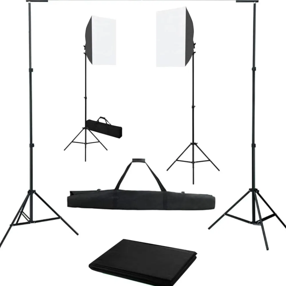 vidaXL Cámaras Y Objetivos-Kit de estudio fotográfico con luces softbox y fondo