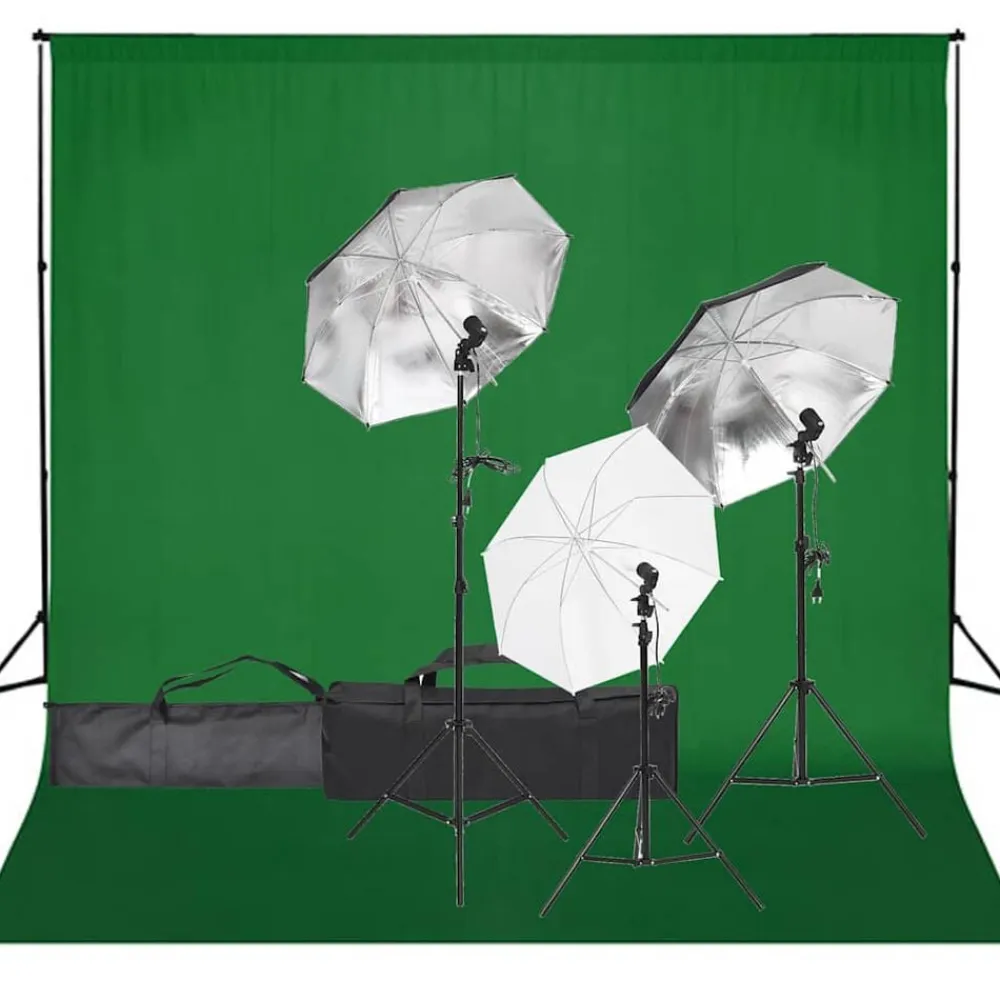 vidaXL Cámaras Y Objetivos-Kit de estudio fotográfico con set de luces y fondo