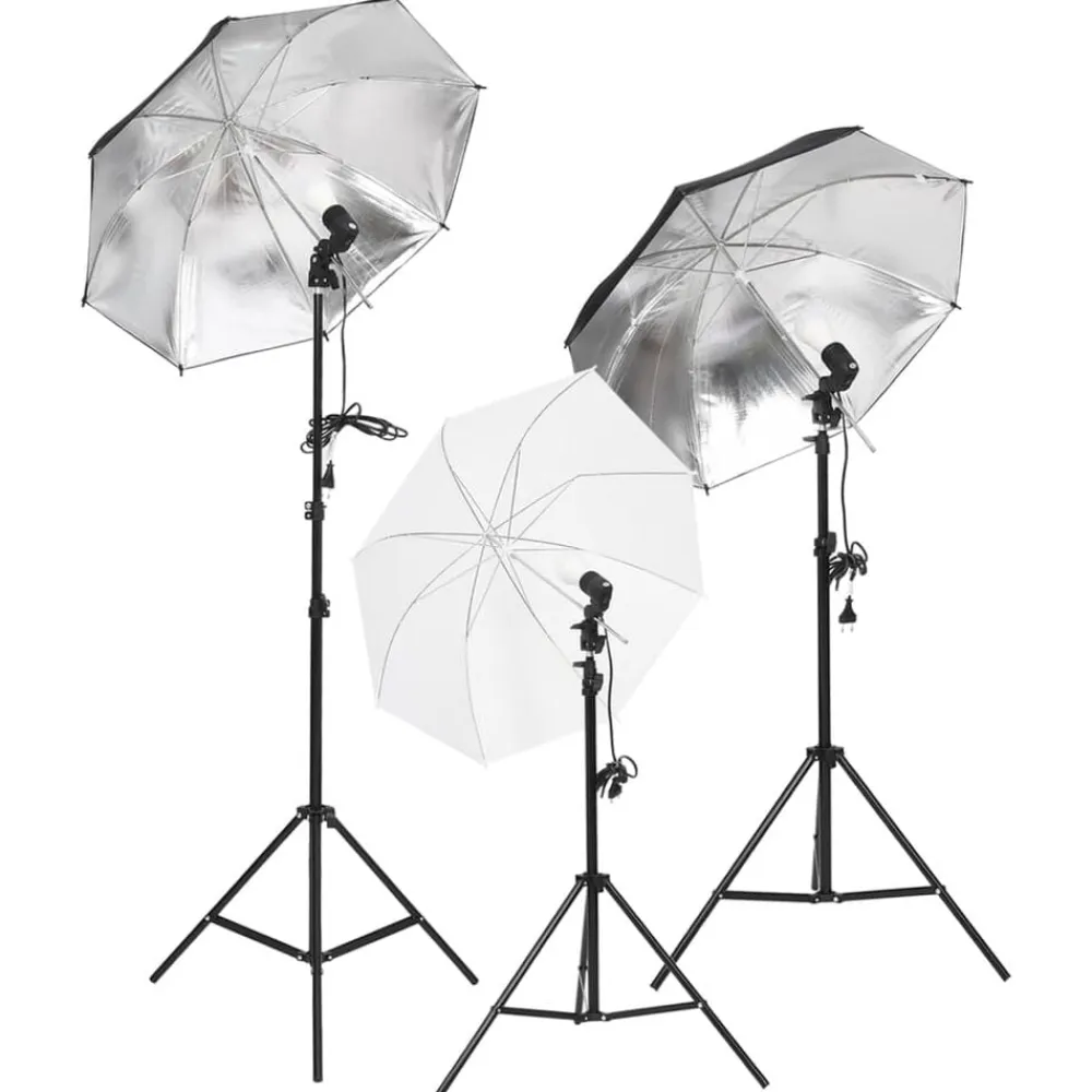 vidaXL Kit de estudio fotográfico con set de luces, fondo y reflector