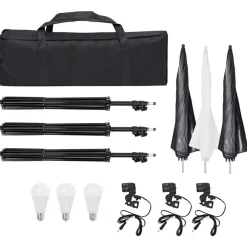 vidaXL Kit de estudio fotográfico con set de luces, fondo y reflector