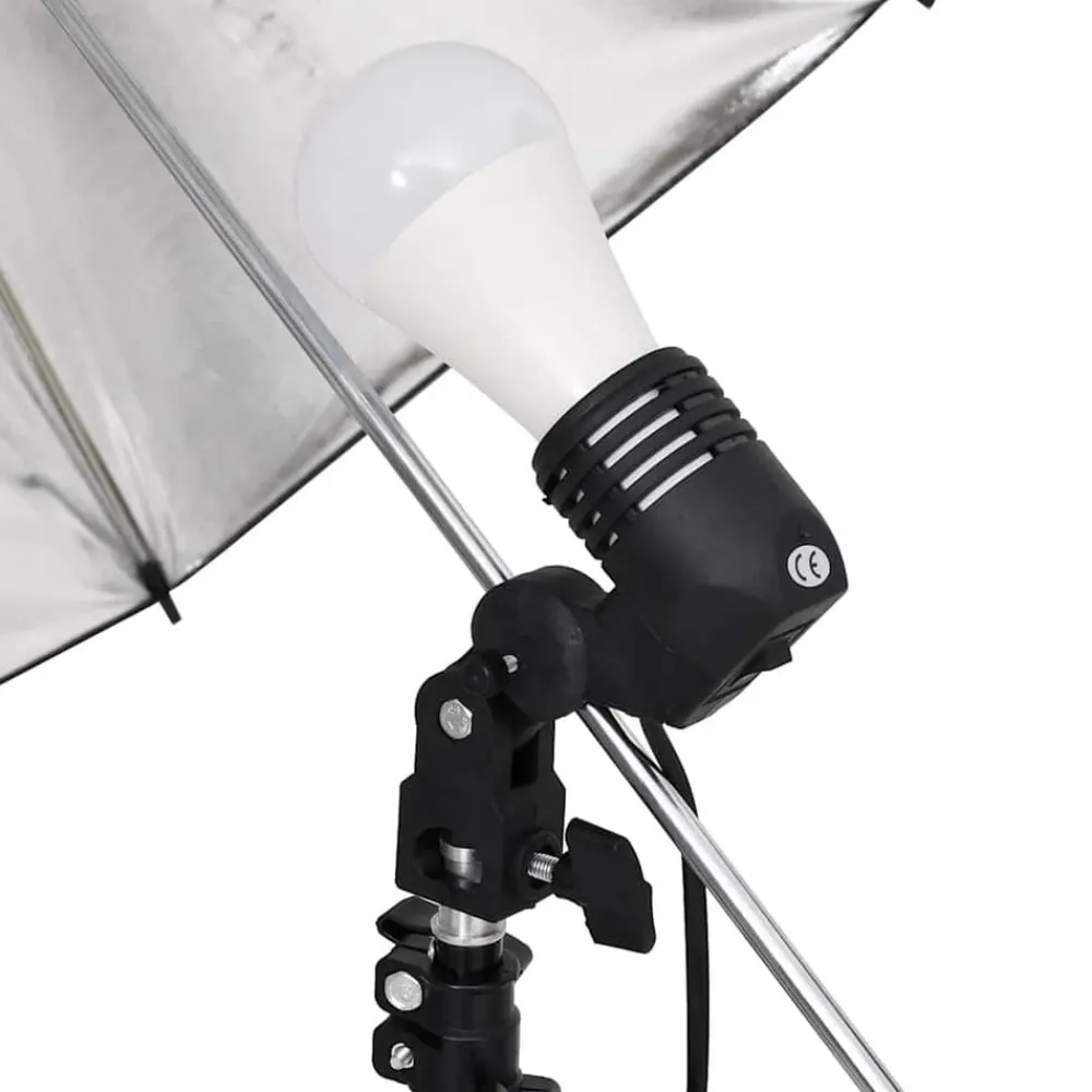 vidaXL Kit de estudio fotográfico con set de luces, fondo y reflector