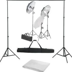 vidaXL Cámaras Y Objetivos-Kit de estudio fotográfico con set de luces y fondo