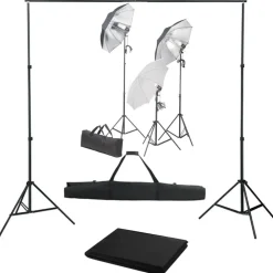 vidaXL Cámaras Y Objetivos-Kit de estudio fotográfico con set de luces y fondo