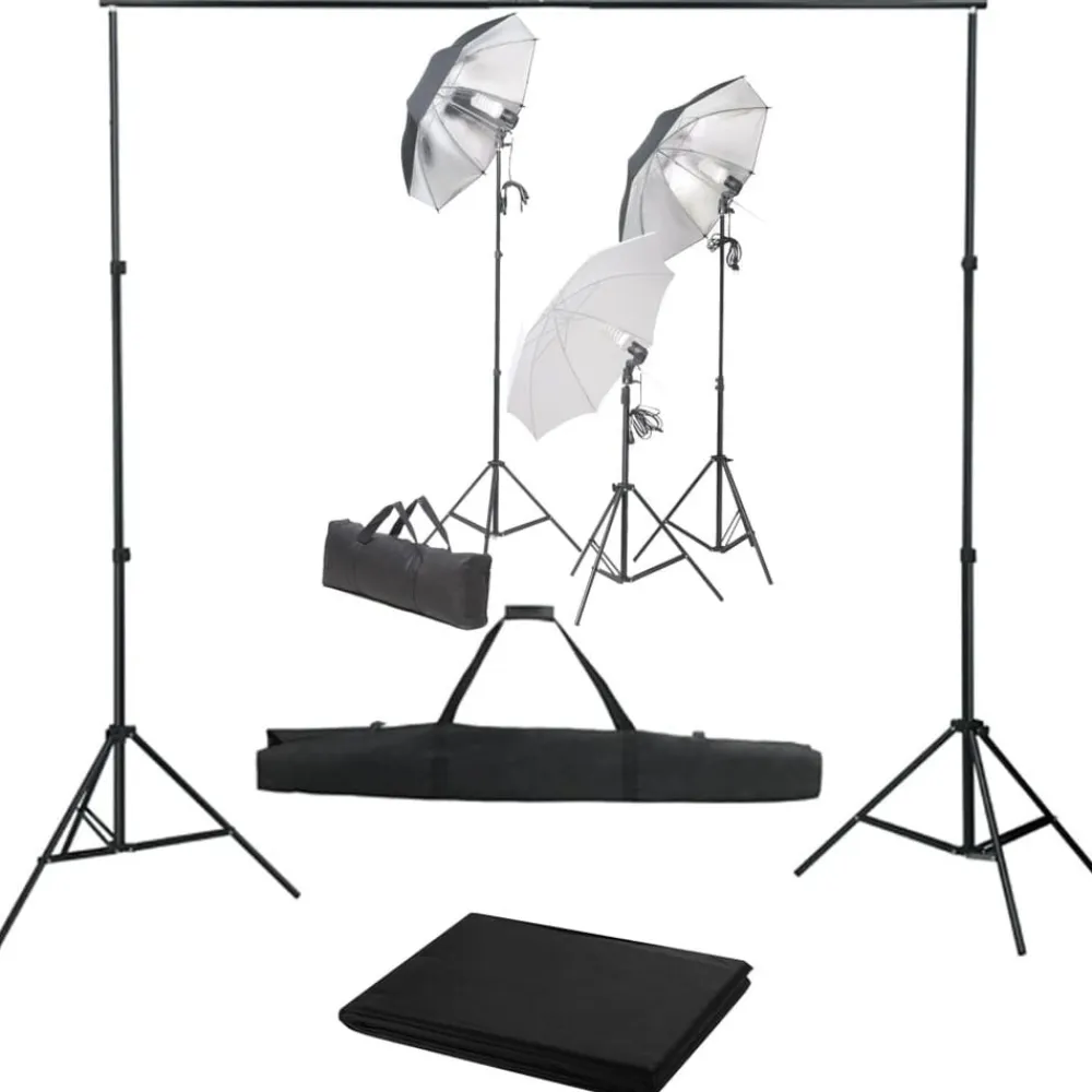 vidaXL Cámaras Y Objetivos-Kit de estudio fotográfico con set de luces y fondo