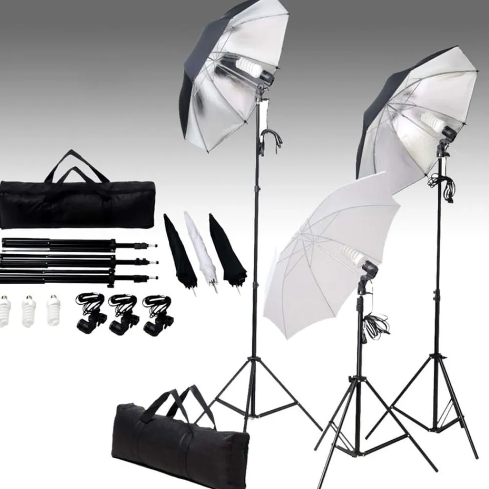 vidaXL Cámaras Y Objetivos-Kit de estudio fotográfico con set de luces y fondo