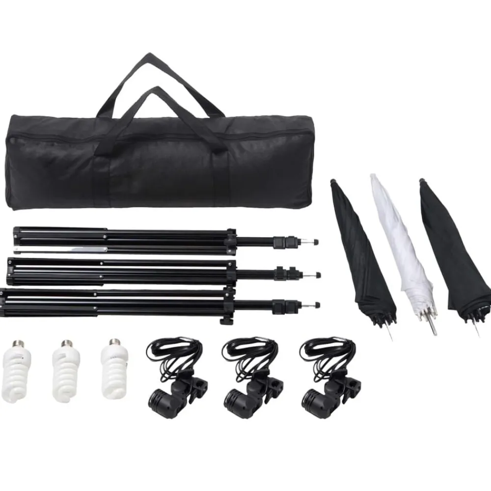 vidaXL Cámaras Y Objetivos-Kit de estudio fotográfico con set de luces y fondo