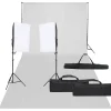 vidaXL Cámaras Y Objetivos-Kit de estudio fotográfico con set de luces y fondo