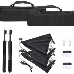 vidaXL Cámaras Y Objetivos-Kit de estudio fotográfico con set de luces y fondo
