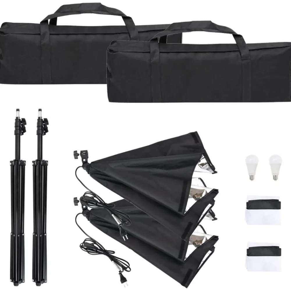 vidaXL Cámaras Y Objetivos-Kit de estudio fotográfico con set de luces y fondo