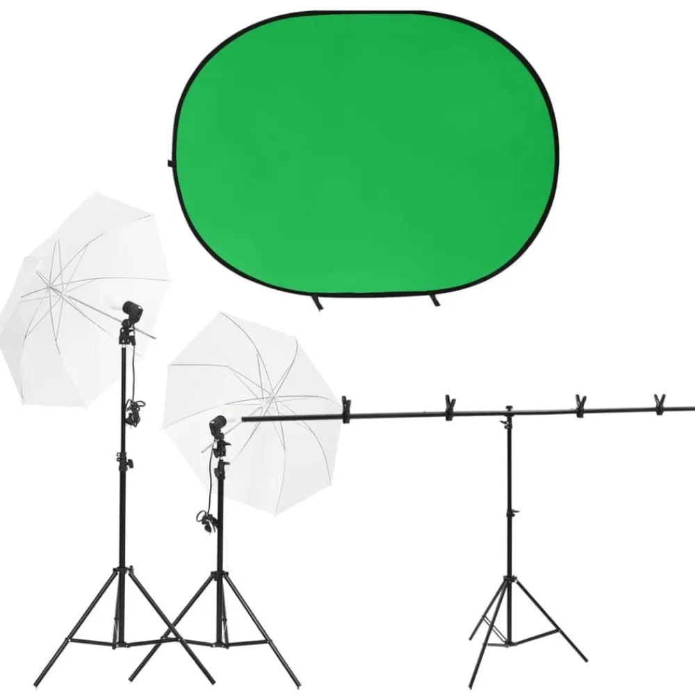 vidaXL Cámaras Y Objetivos-Kit de estudio fotográfico con iluminación y fondo