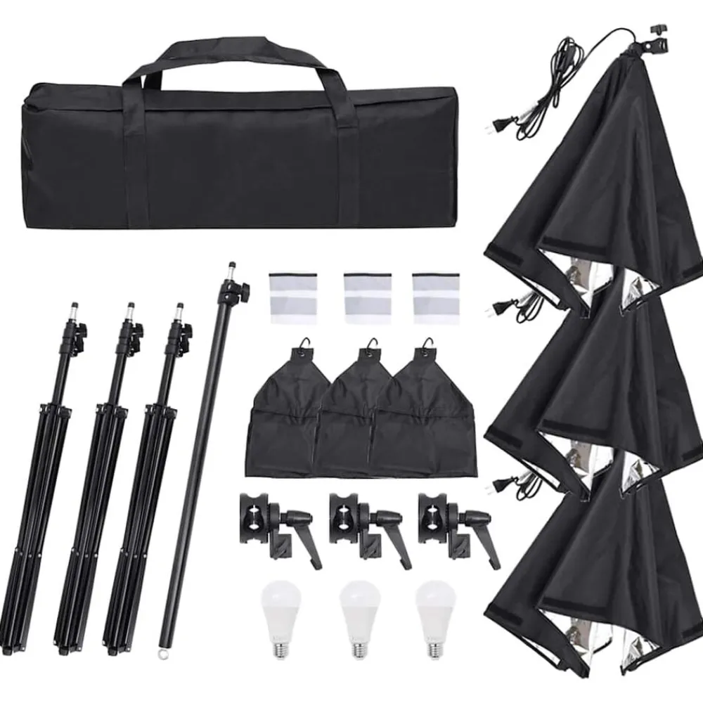 vidaXL Kit de estudio fotográfico con set de luces, fondo y reflector Online