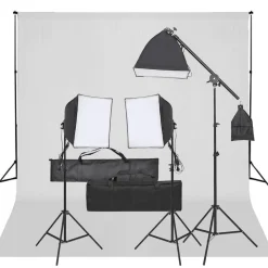 vidaXL Kit de estudio fotográfico con set de luces y fondo New