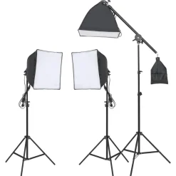 vidaXL Kit de estudio fotográfico con set de luces y fondo New