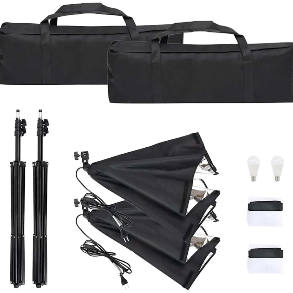 vidaXL Kit de estudio fotográfico con set de luces y fondo Discount