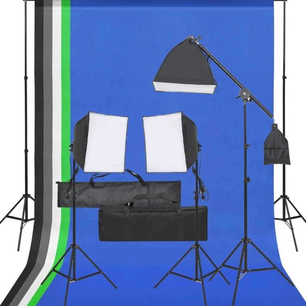 vidaXL Cámaras Y Objetivos-Kit de estudio fotográfico con set de luces y fondo
