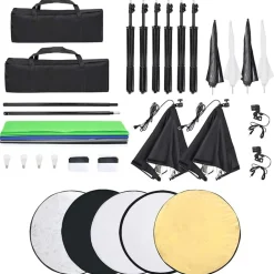 vidaXL Cámaras Y Objetivos-Kit de estudio fotográfico con set de luces, fondo y reflector