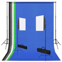 vidaXL Cámaras Y Objetivos-Kit de estudio fotográfico con luces softbox y fondos