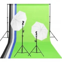 vidaXL Kit de estudio fotográfico con set de luces, fondo y reflector Discount