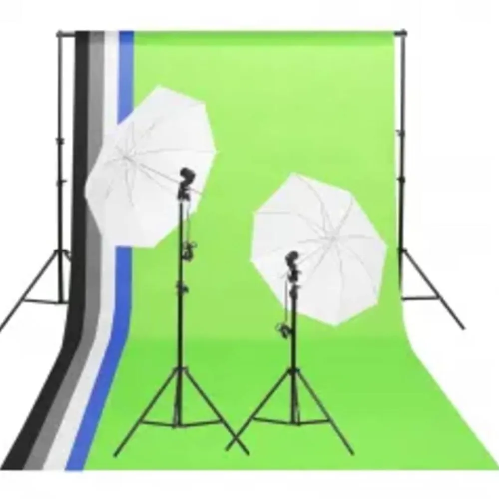 vidaXL Kit de estudio fotográfico con set de luces, fondo y reflector Discount