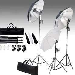 vidaXL Kit de estudio fotográfico con telón de fondo y set de luces Hot