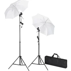 vidaXL Cámaras Y Objetivos-Kit de estudio fotográfico con lámparas, fondo y reflector