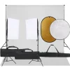 vidaXL Cámaras Y Objetivos-Kit de estudio fotográfico con set de luces, fondo y reflector