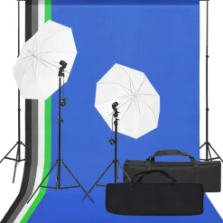 vidaXL Cámaras Y Objetivos-Kit de estudio fotográfico con set de luces y fondo