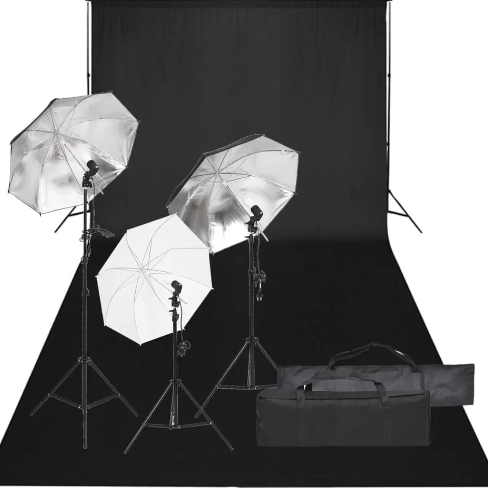vidaXL Cámaras Y Objetivos-Kit de estudio fotográfico con set de luces y fondo