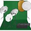 vidaXL Kit de estudio fotográfico con set de luces, fondo y reflector Best
