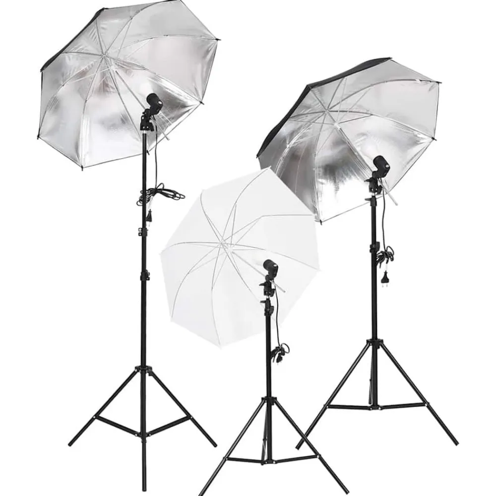 vidaXL Kit de estudio fotográfico con set de luces, fondo y reflector Best
