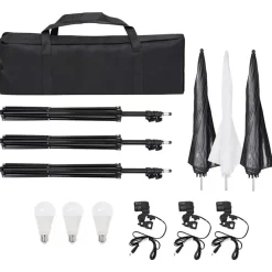 vidaXL Kit de estudio fotográfico con set de luces, fondo y reflector Best