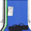 vidaXL Cámaras Y Objetivos-Kit de estudio fotográfico con softbox y fondo