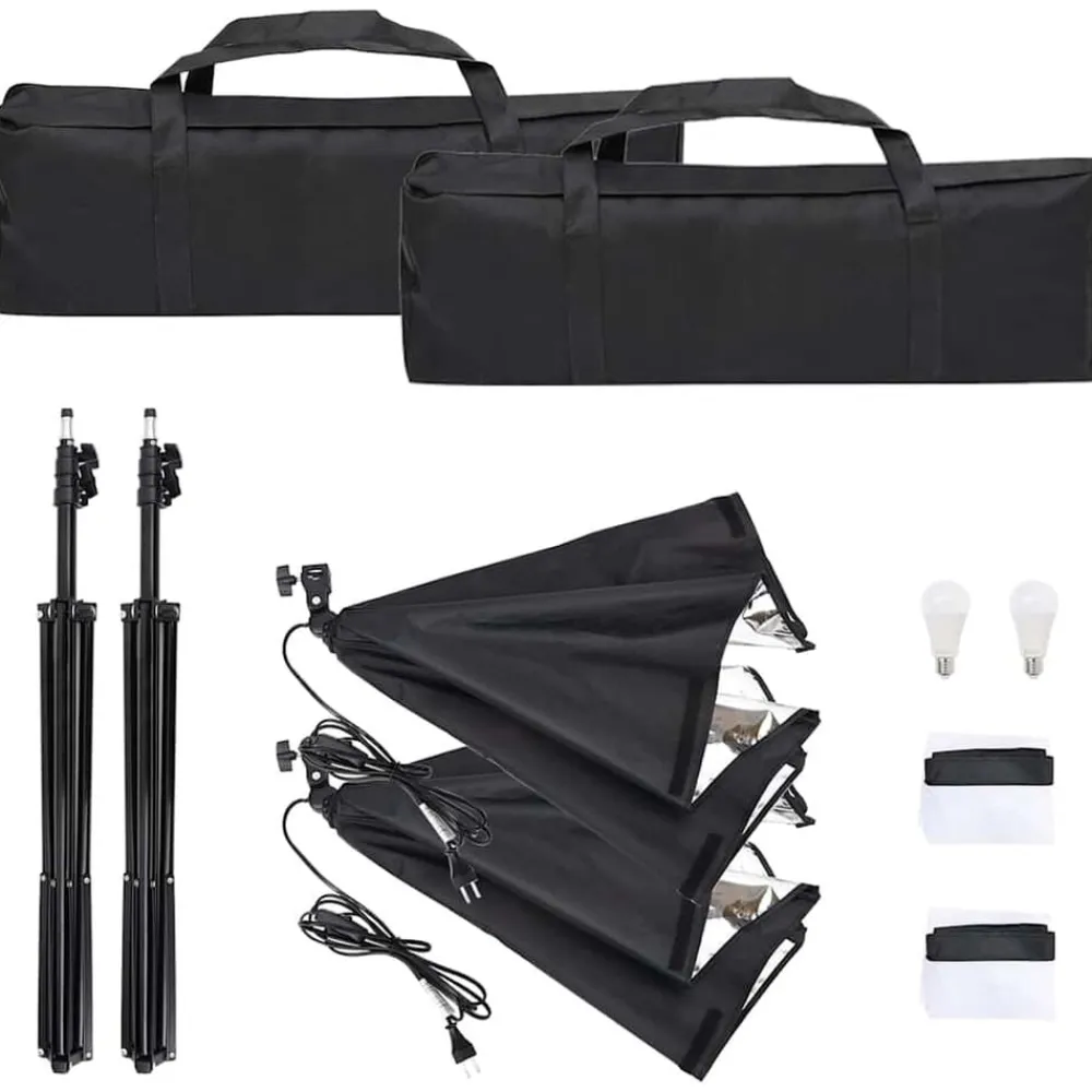 vidaXL Cámaras Y Objetivos-Kit de estudio fotográfico con set de luces y fondo