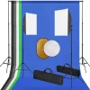 vidaXL Cámaras Y Objetivos-Kit de estudio fotográfico con luces, fondo y reflector