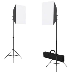 vidaXL Cámaras Y Objetivos-Kit de estudio fotográfico con luces, fondo y reflector