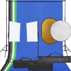 vidaXL Kit de estudio fotográfico con set de luces, fondo y reflector Best