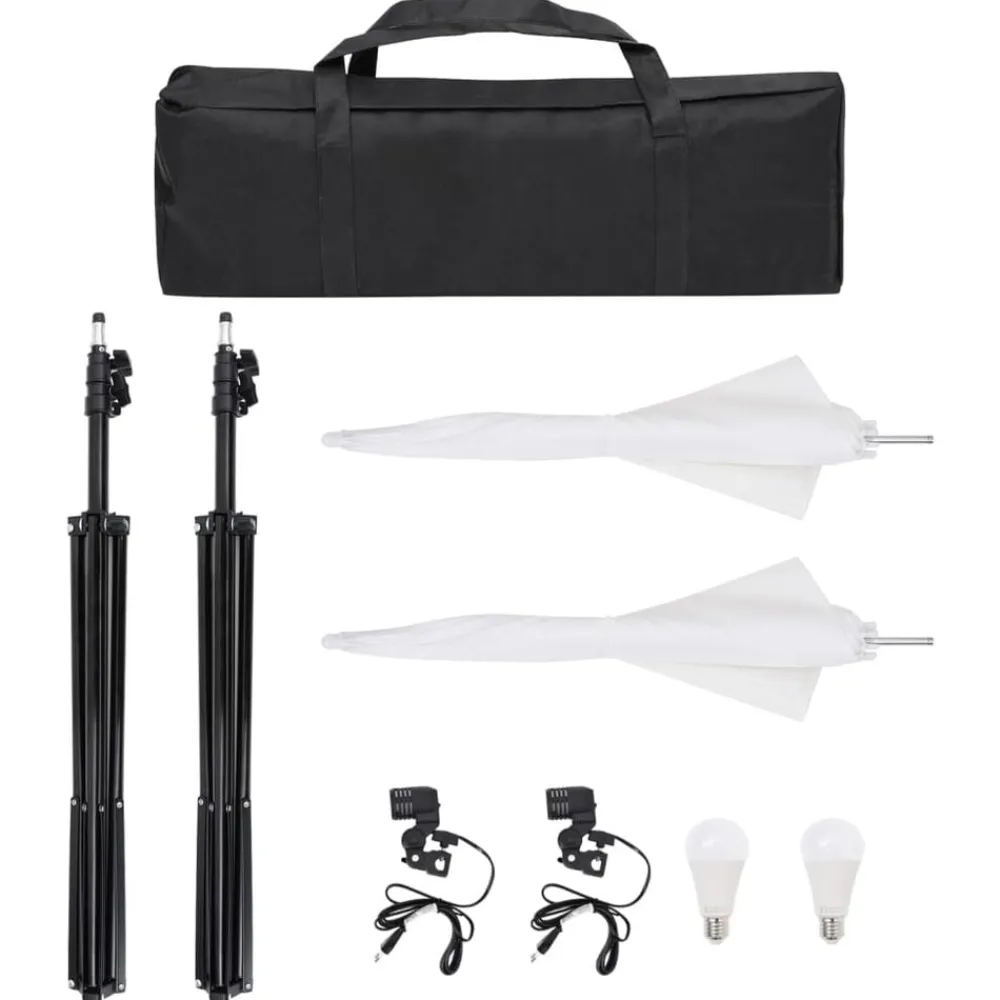 vidaXL Kit de estudio fotográfico con set de luces, fondo y reflector Clearance