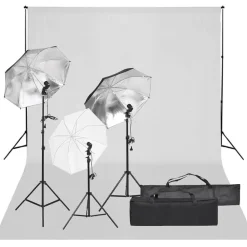 vidaXL Kit de estudio fotográfico con set de luces y fondo Clearance