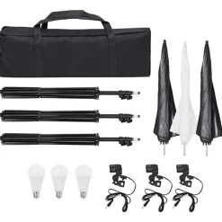 vidaXL Kit de estudio fotográfico con set de luces y fondo Clearance