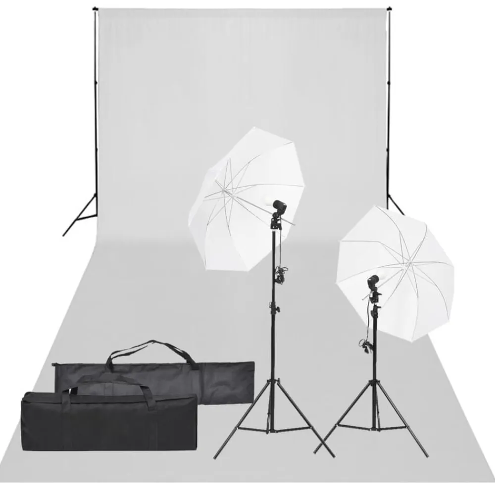 vidaXL Cámaras Y Objetivos-Kit de estudio fotográfico con set de luces y fondo