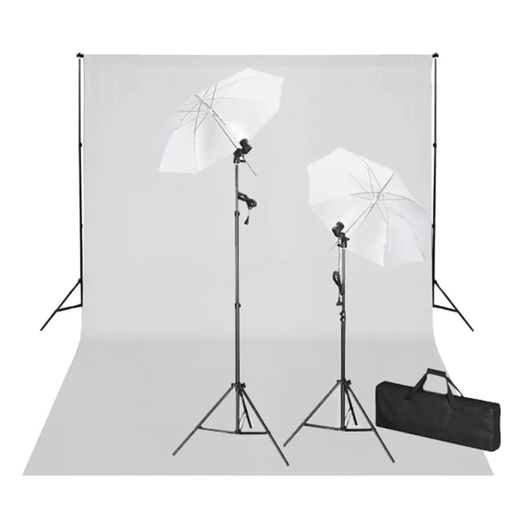 vidaXL Cámaras Y Objetivos-Kit de estudio telón fondo 600x300 cm y luces