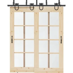 vidaXL Materiales De Construcción-Kit de herrajes para puertas correderas acero negro 183 cm