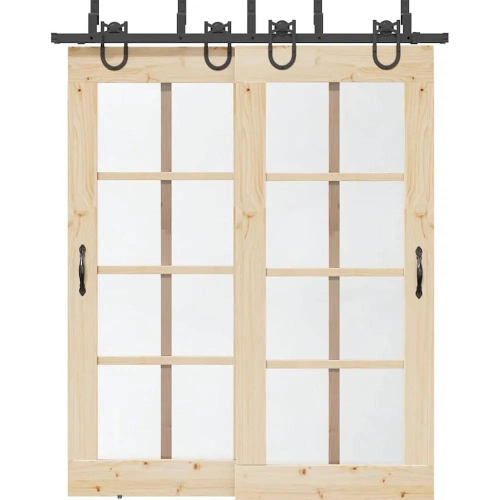 vidaXL Materiales De Construcción-Kit de herrajes para puertas correderas acero negro 183 cm