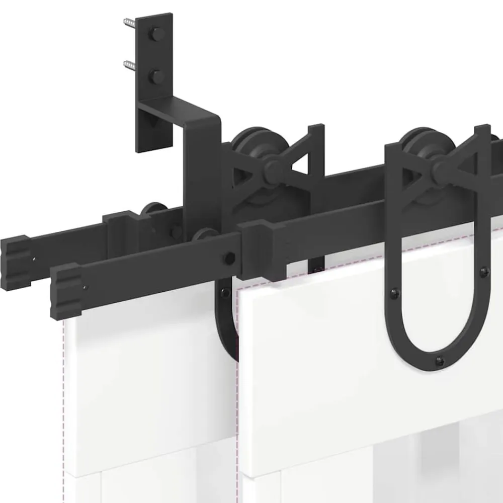 vidaXL Materiales De Construcción-Kit de herrajes para puertas correderas acero negro 183 cm