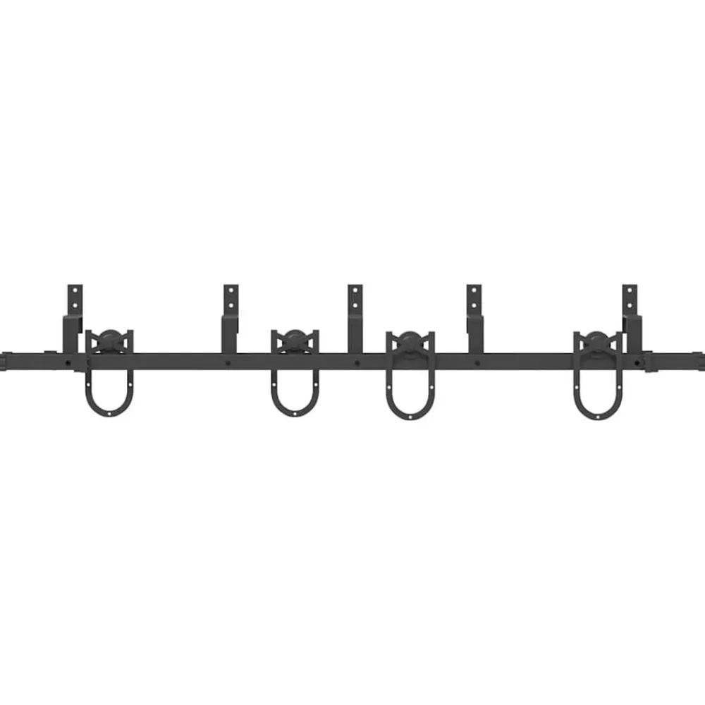 vidaXL Materiales De Construcción-Kit de herrajes para puertas correderas acero negro 183 cm